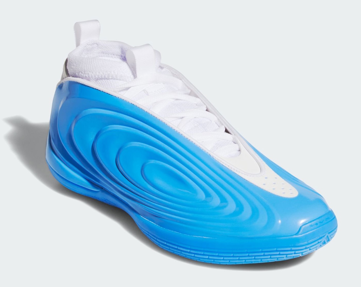 adidas Harden Vol 10 Lucid Aquamarine vista del detalle en plata metalizado